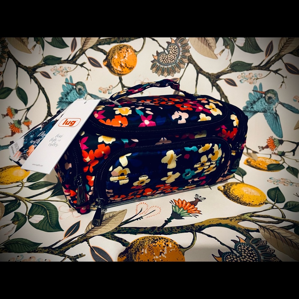 Lug Mini Trolley cosmetic case in Wildflower black